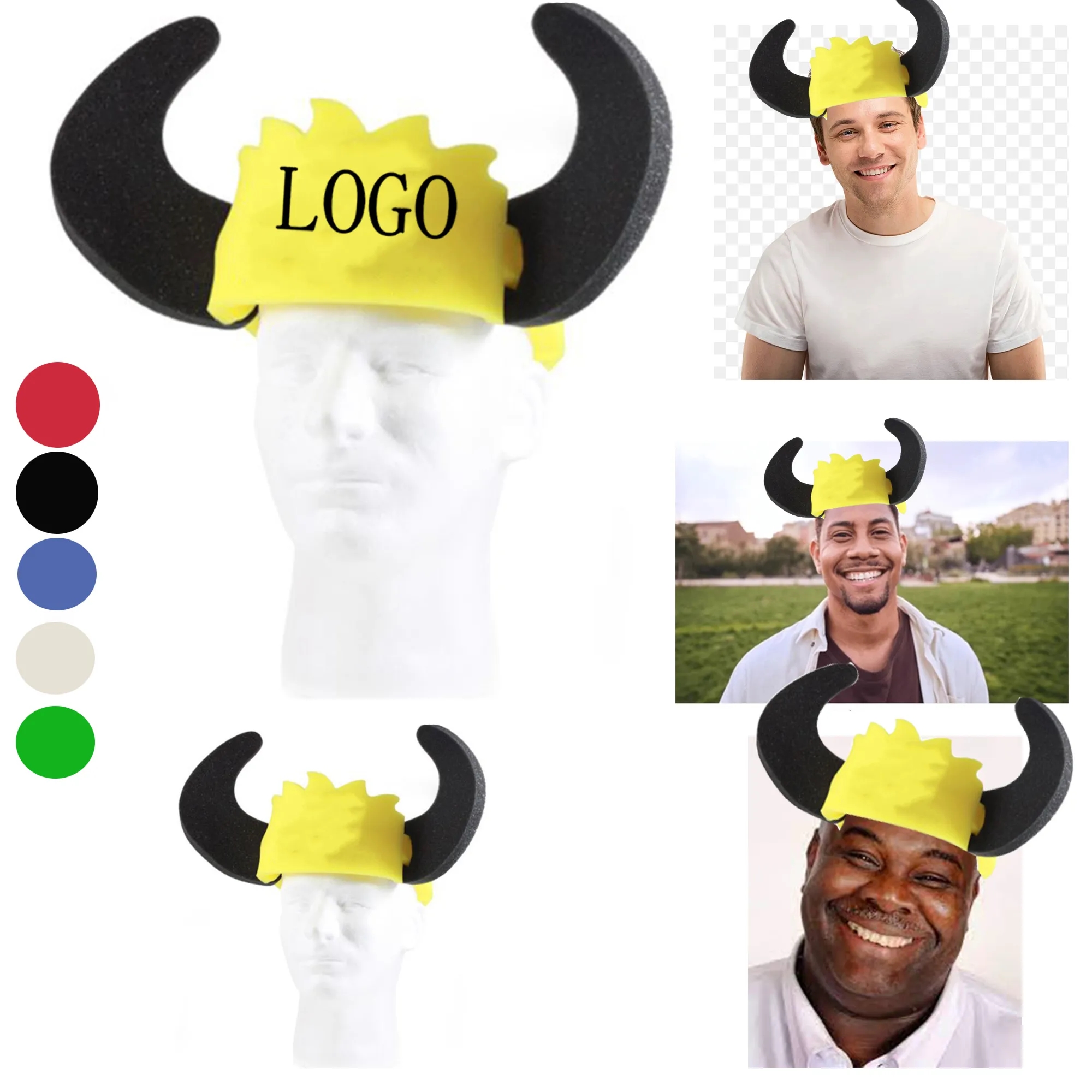 Bull Horns Foam Hat 3" x 7" 4