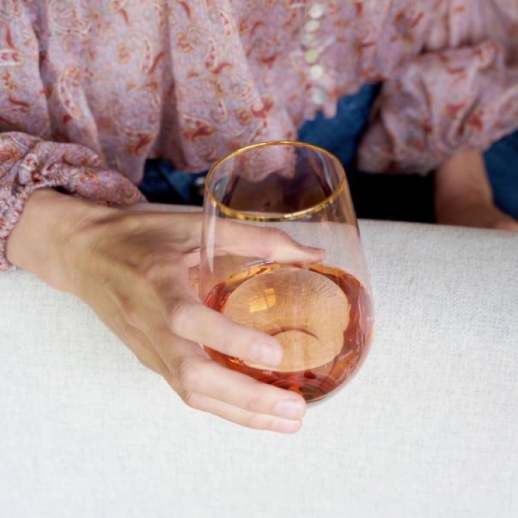 Twine Living® Rose Crystal Stemless Wine Glass, set of 2 8