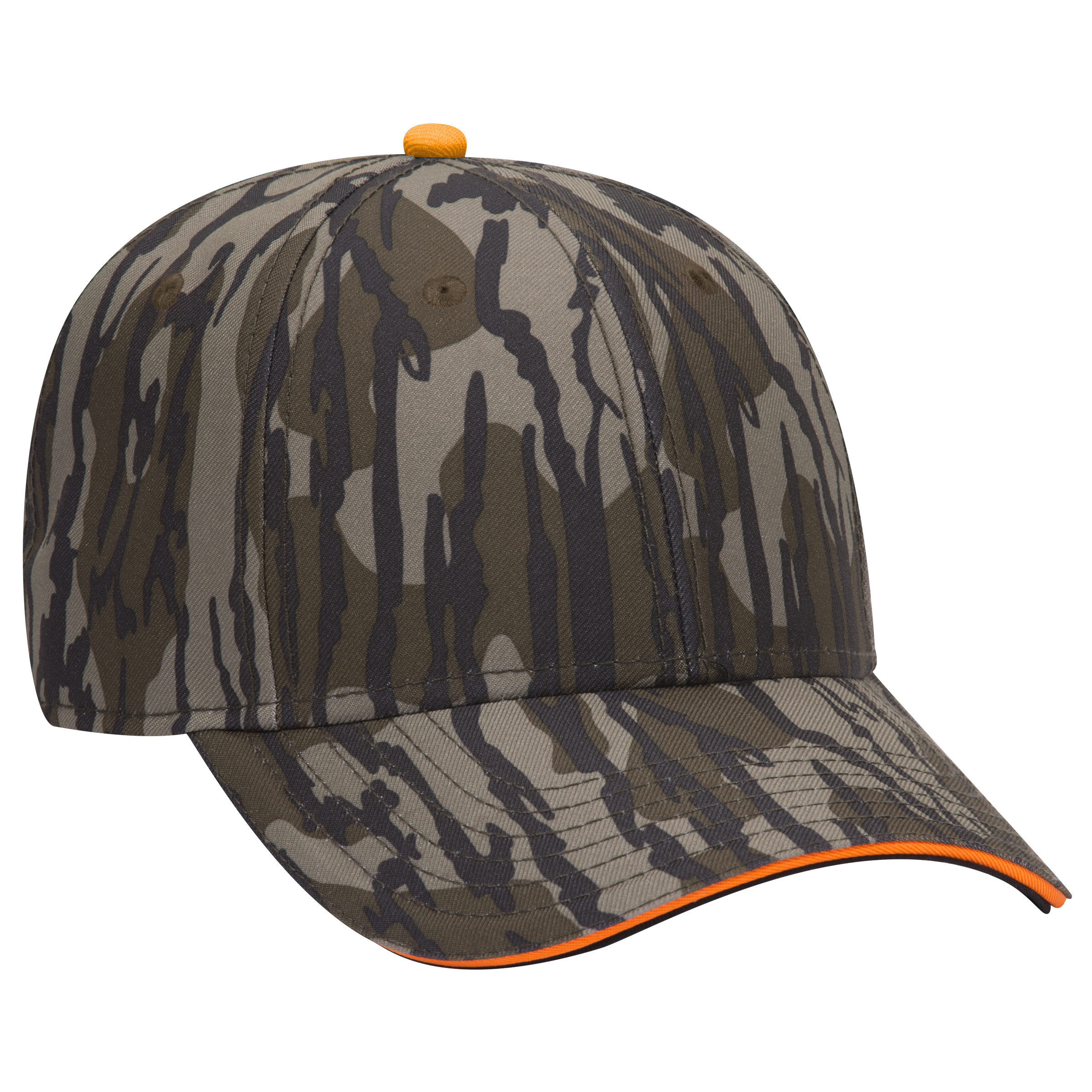OTTO CAP Mossy Oak Camouflage Superior Polyester Twill Sandwich Visor 6 Panel Low Profile Baseball