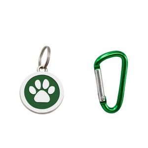 Reliable Round Paw Shaped Dog ID Tag With Carabiner 21