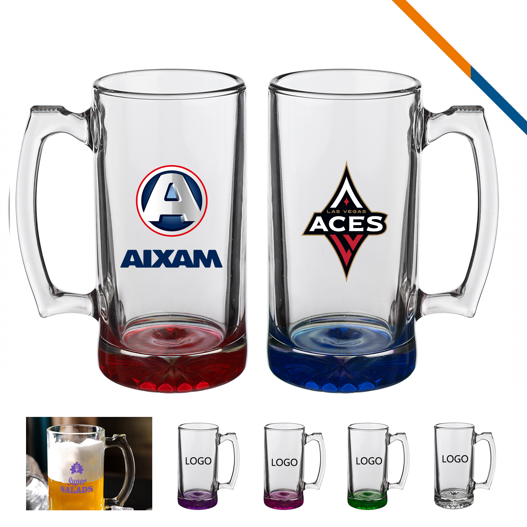 Libbey Clino Glass Beer Mugs - 12 OZ. 1