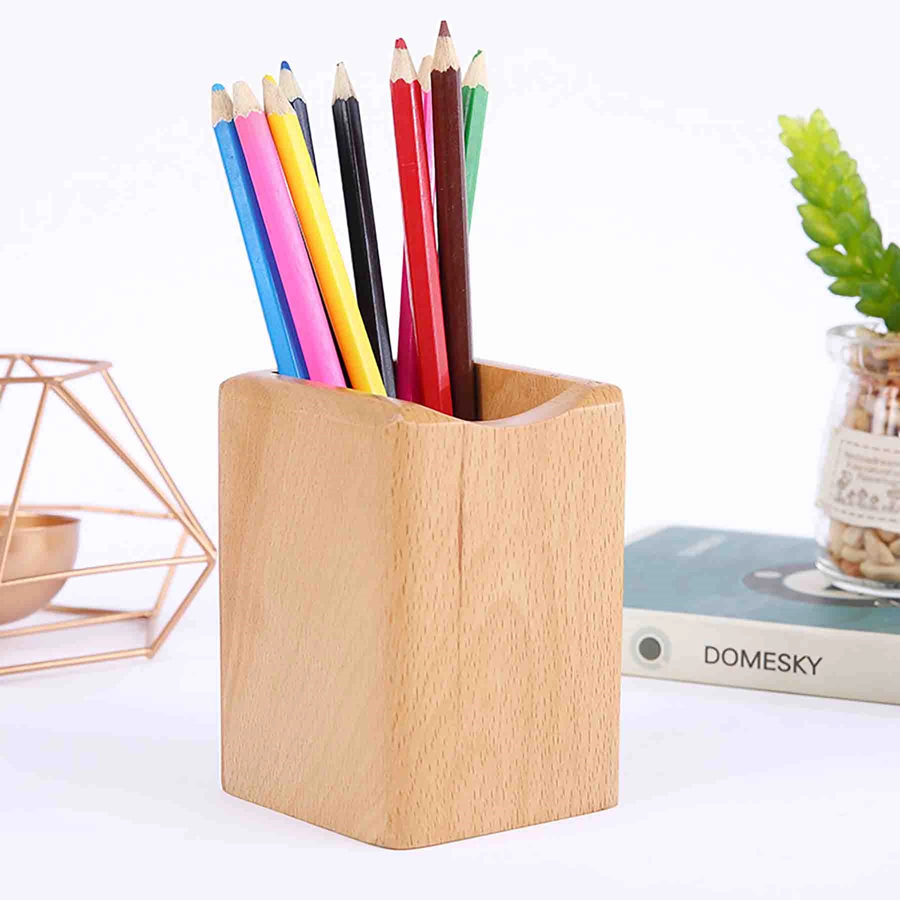 Wooden Pen Holder For Desk Pencil Organizers 2
