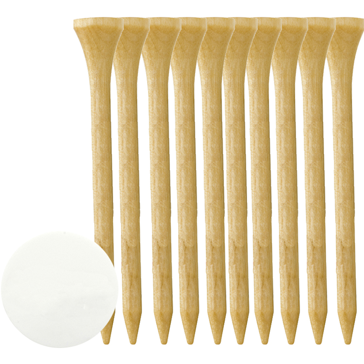 10 Wood Tees 2 3/4", 1 Ball Marker 2