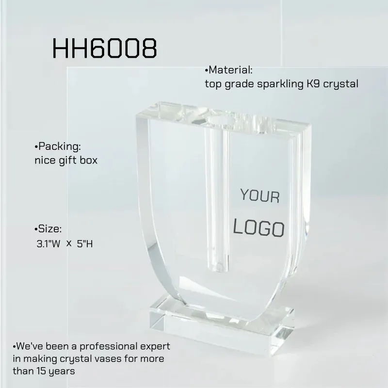 U shape Crystal Bud Vase for Flowers Table and Centerpiece 4
