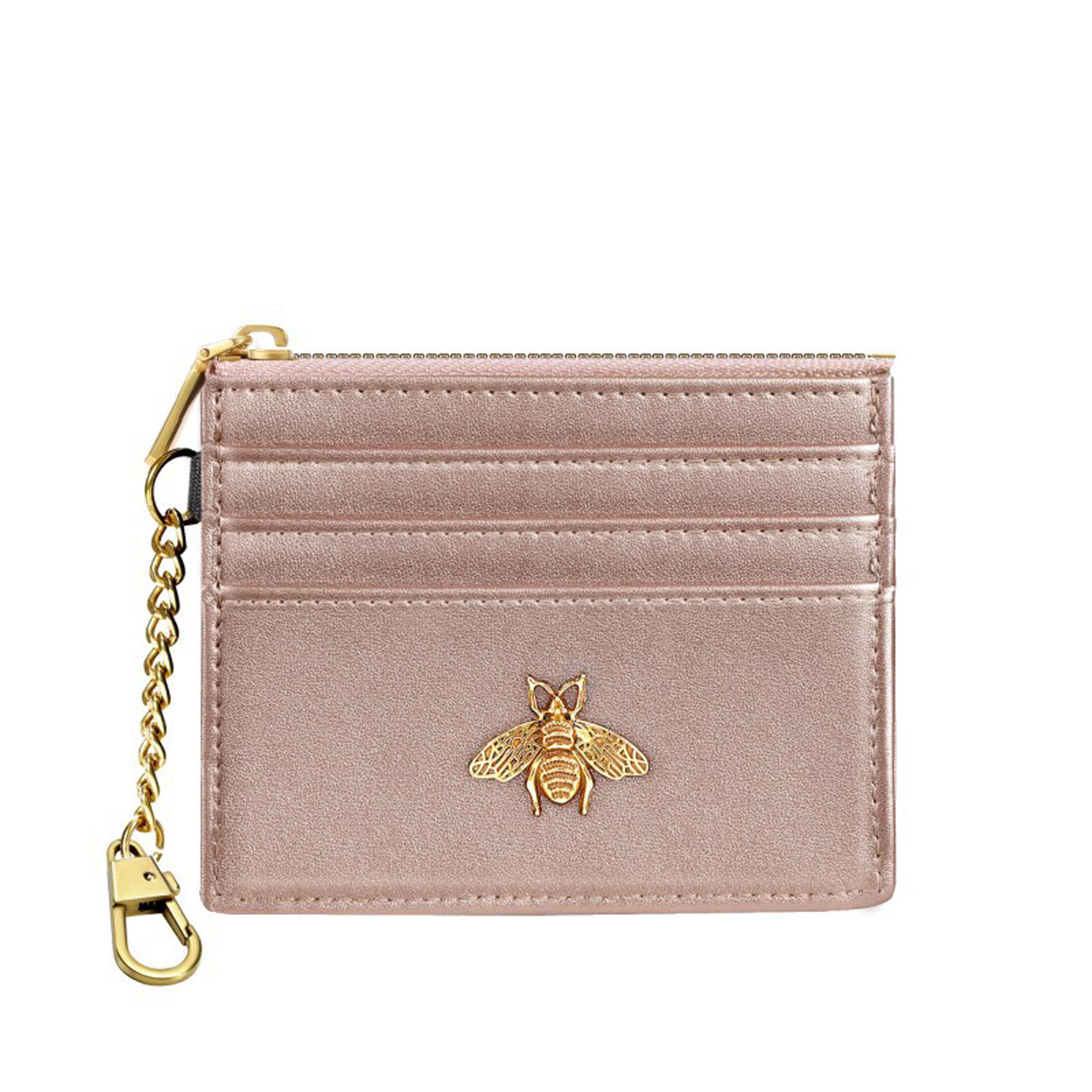 RFID Leather Coin Purse with ID Window and Bee Design 4