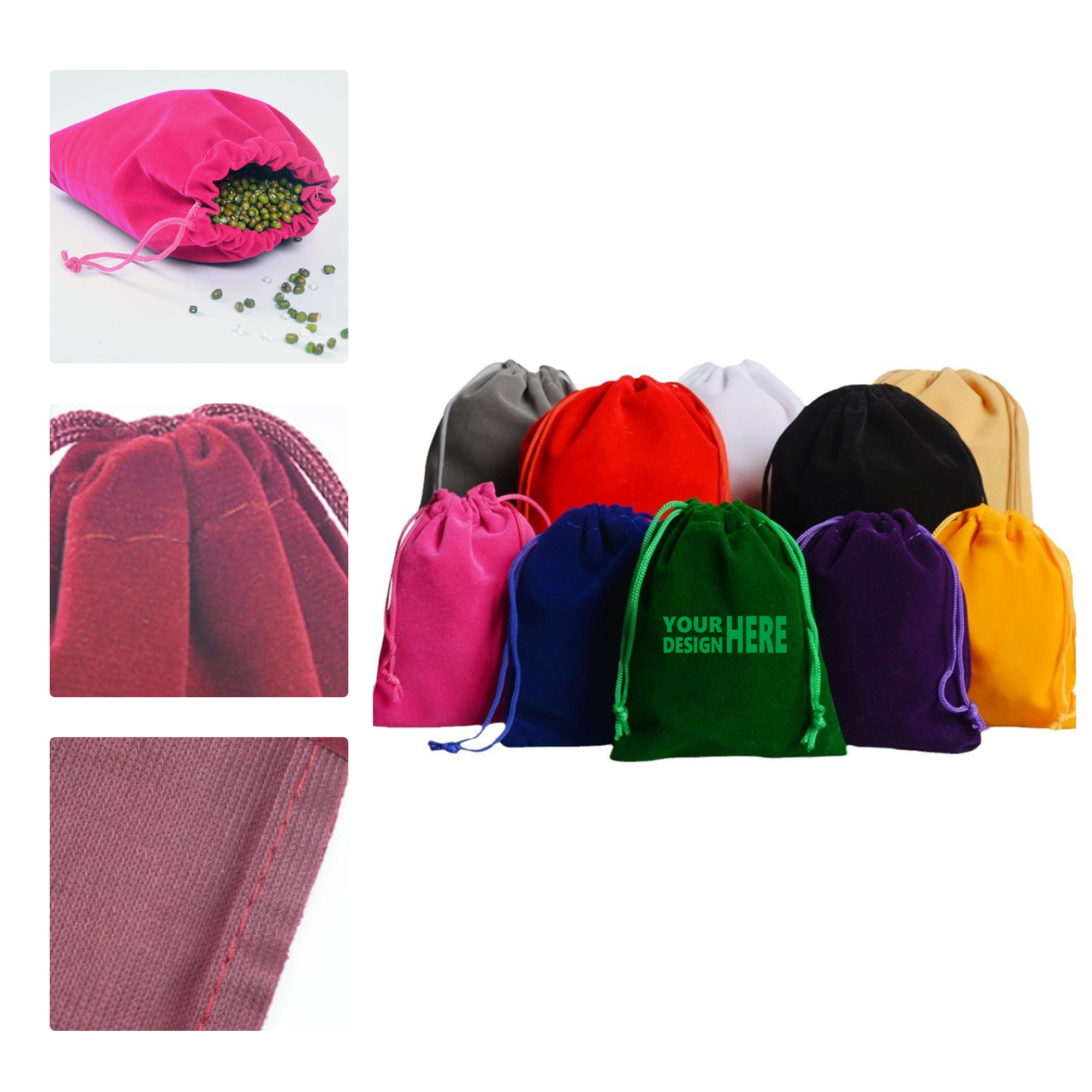 MOQ 50 Velvet Drawstring Pouch Jewelry Gift Bag 2