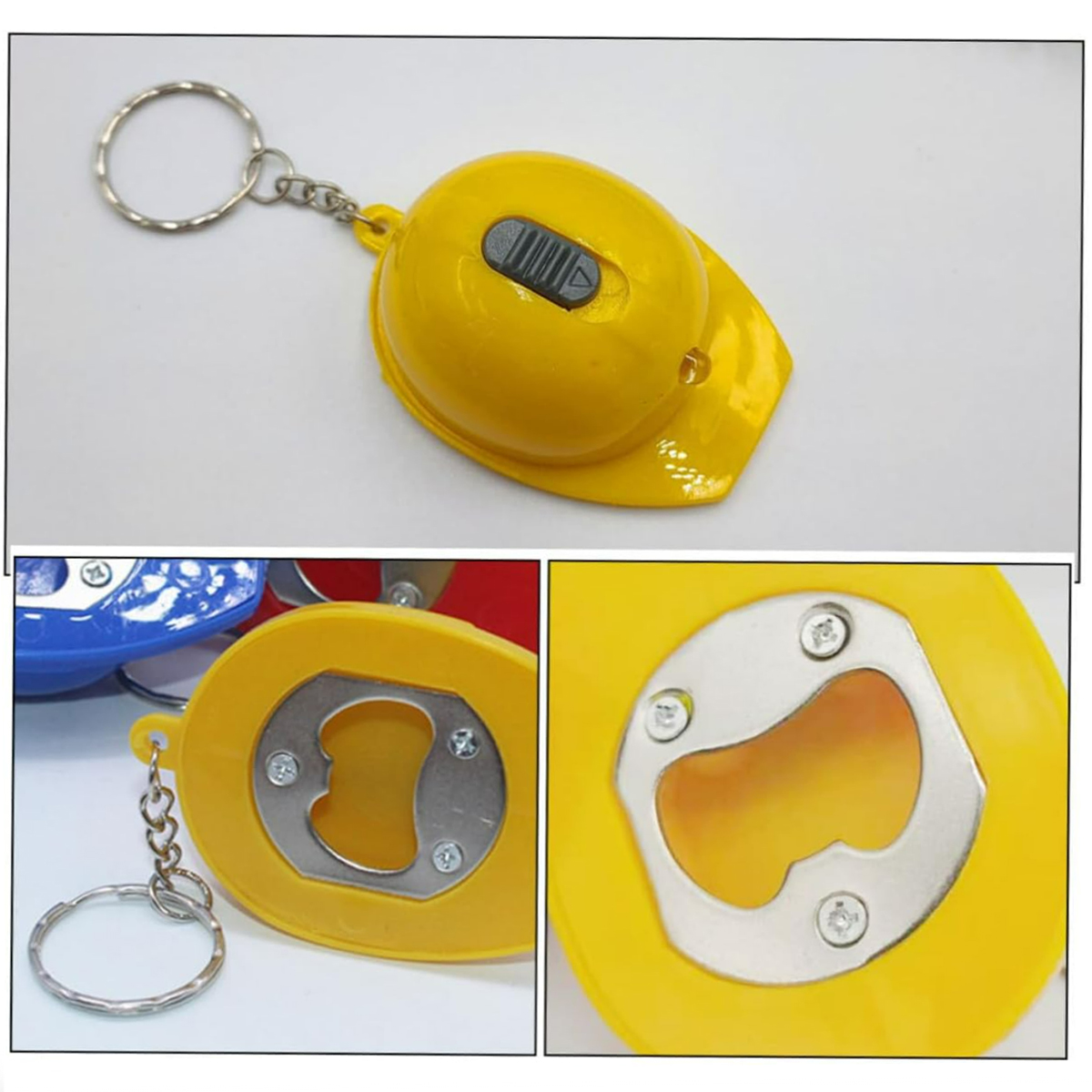 Custom Hard Hat Bottle Opener LED with Keychain 3
