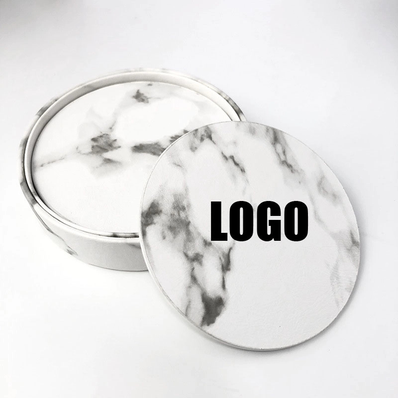 Custom 6 PCS Premium PU Leather Coaster 5