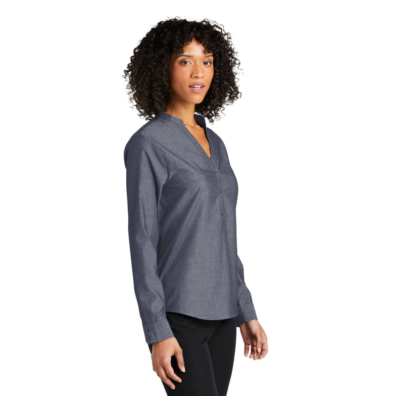 Port Authority Ladies Long Sleeve Chambray Easy Care Shirt 6