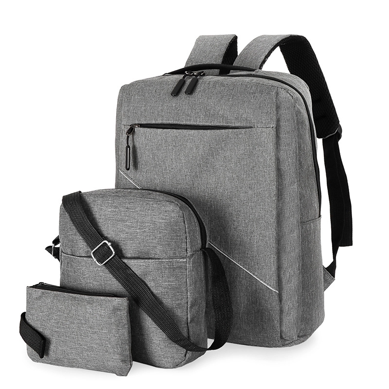 Three-Piece Casual Laptop Backpack With USB Charge Port 2