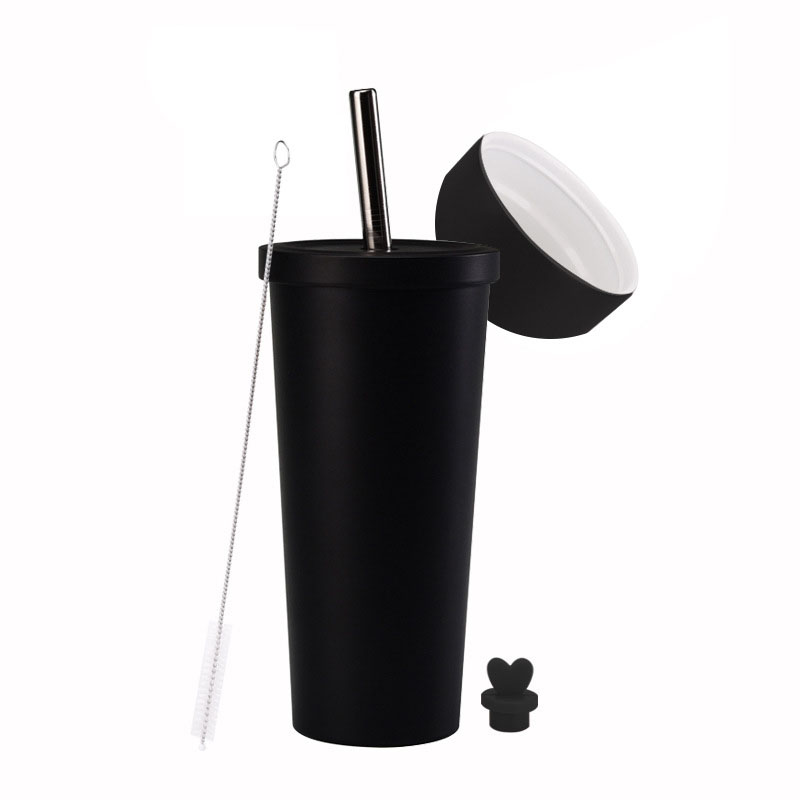 Double Wall Vacuum Straw Insulated Tumbler with Lid 7