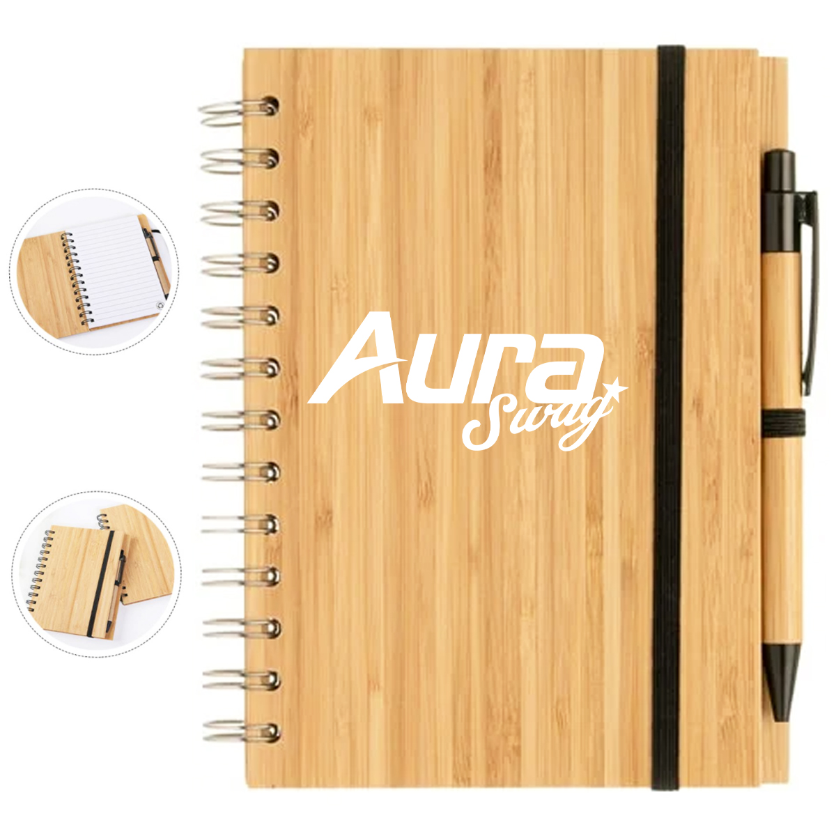 A5 Eco-Friendly Bamboo Notebook with Spiral Binding & Pen 6