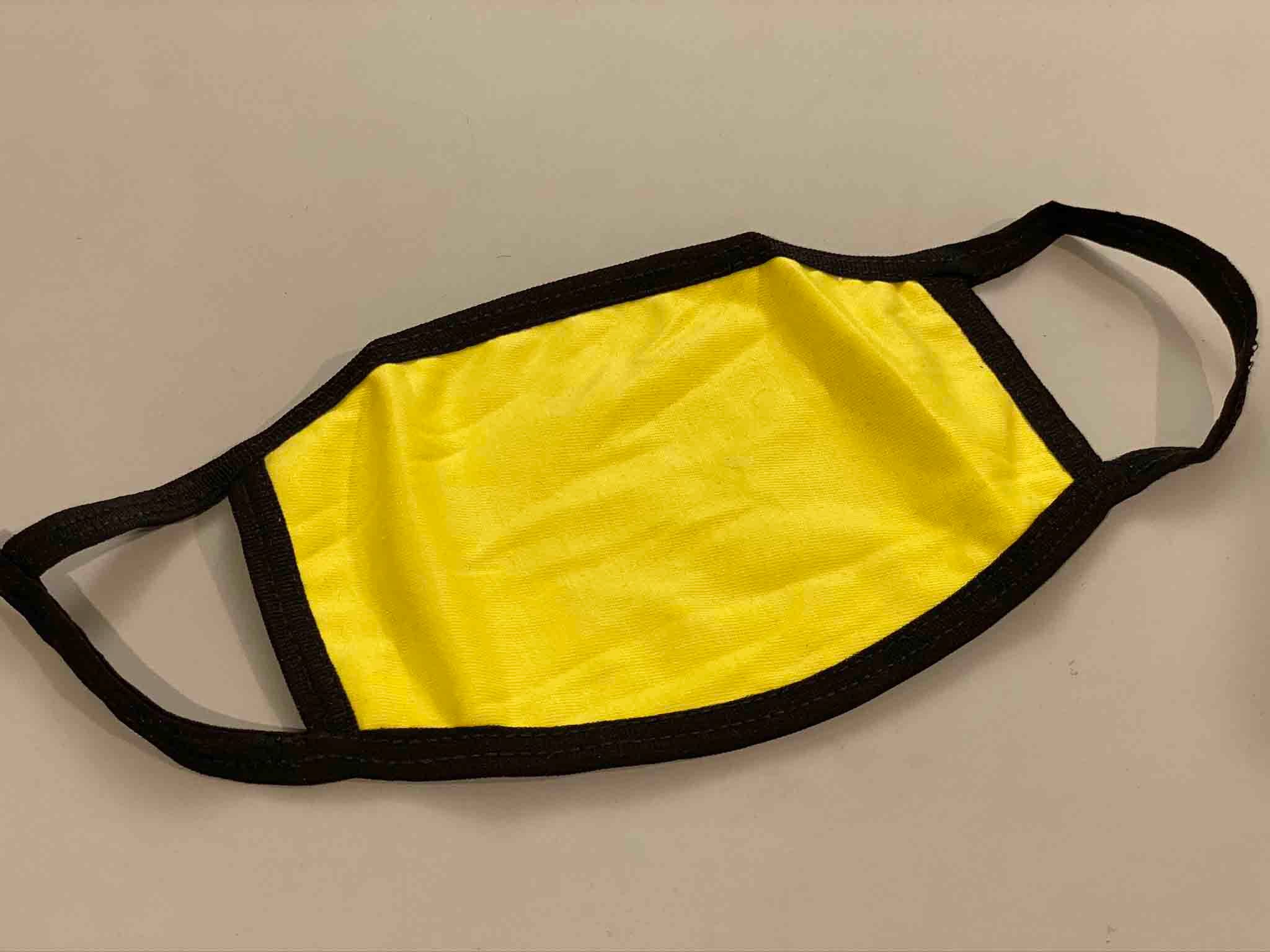 Yellow Cotton Face Mask (Black Ear Loops) 2