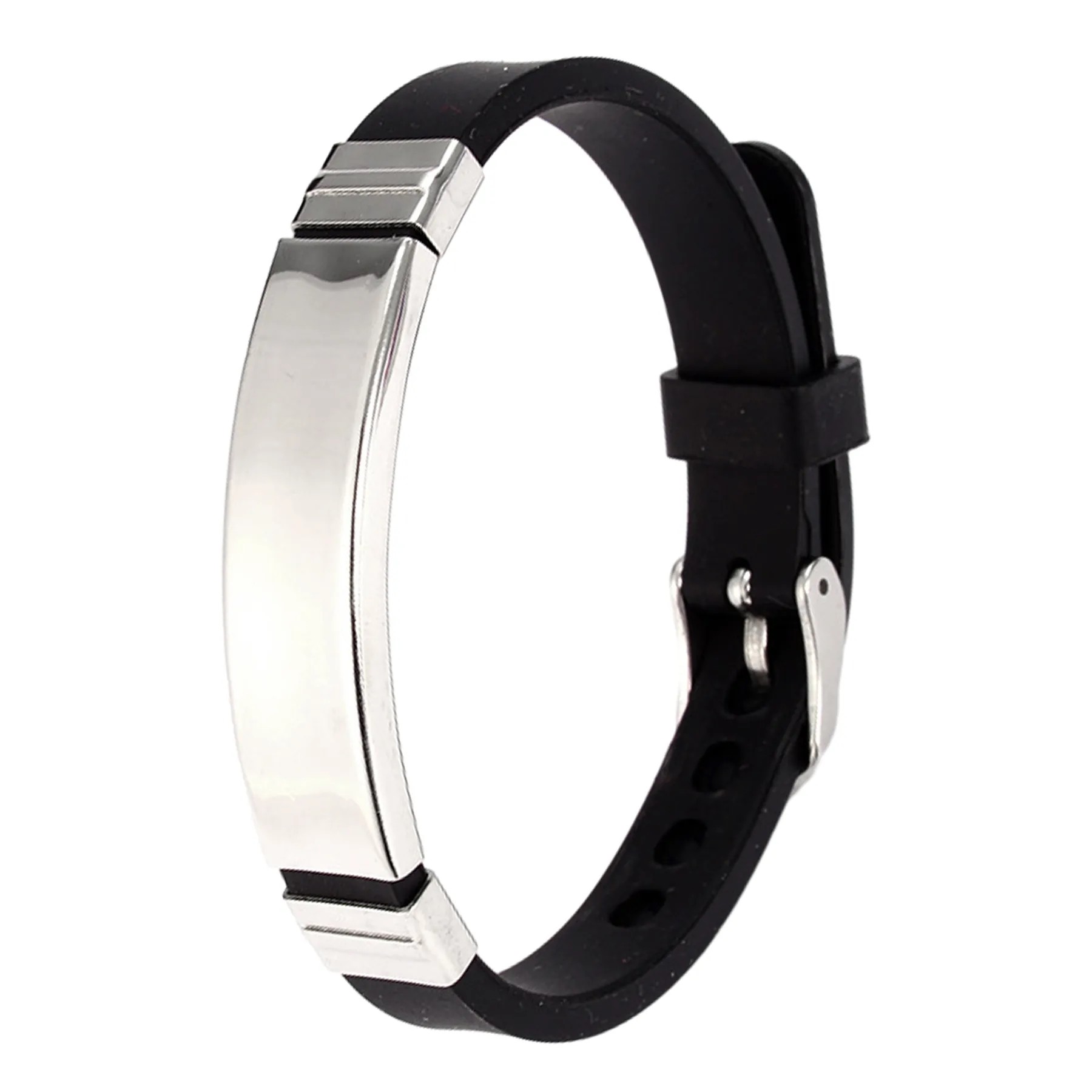 Customizable Engraving Stainless Steel Silicone Bracelets 3