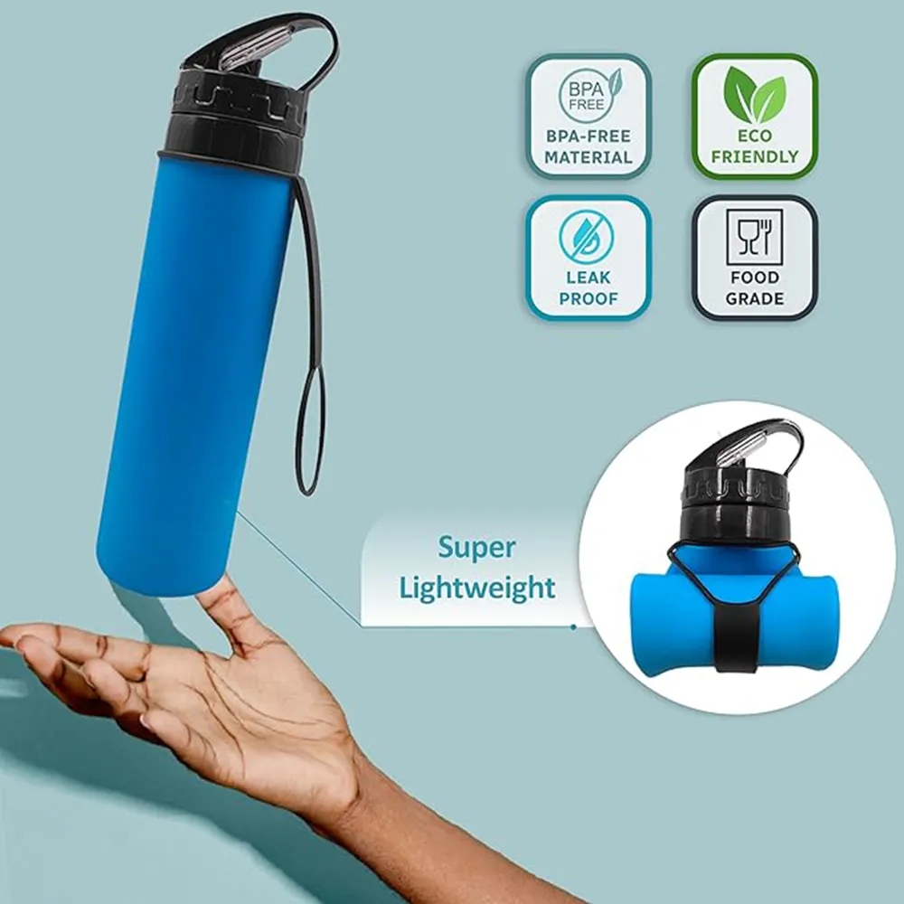 20 Oz Silicone Foldable Folding Sports Water Bottle 7