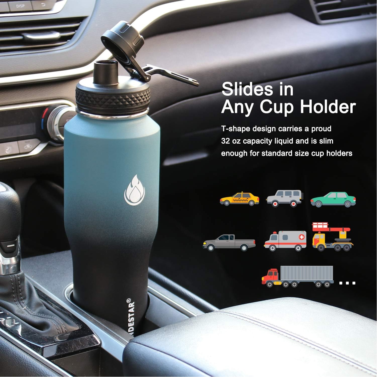 Slim outline 32oz Stainless Steel Water Bottle, Double Wall Vacuum Insulated Water Bottle 4