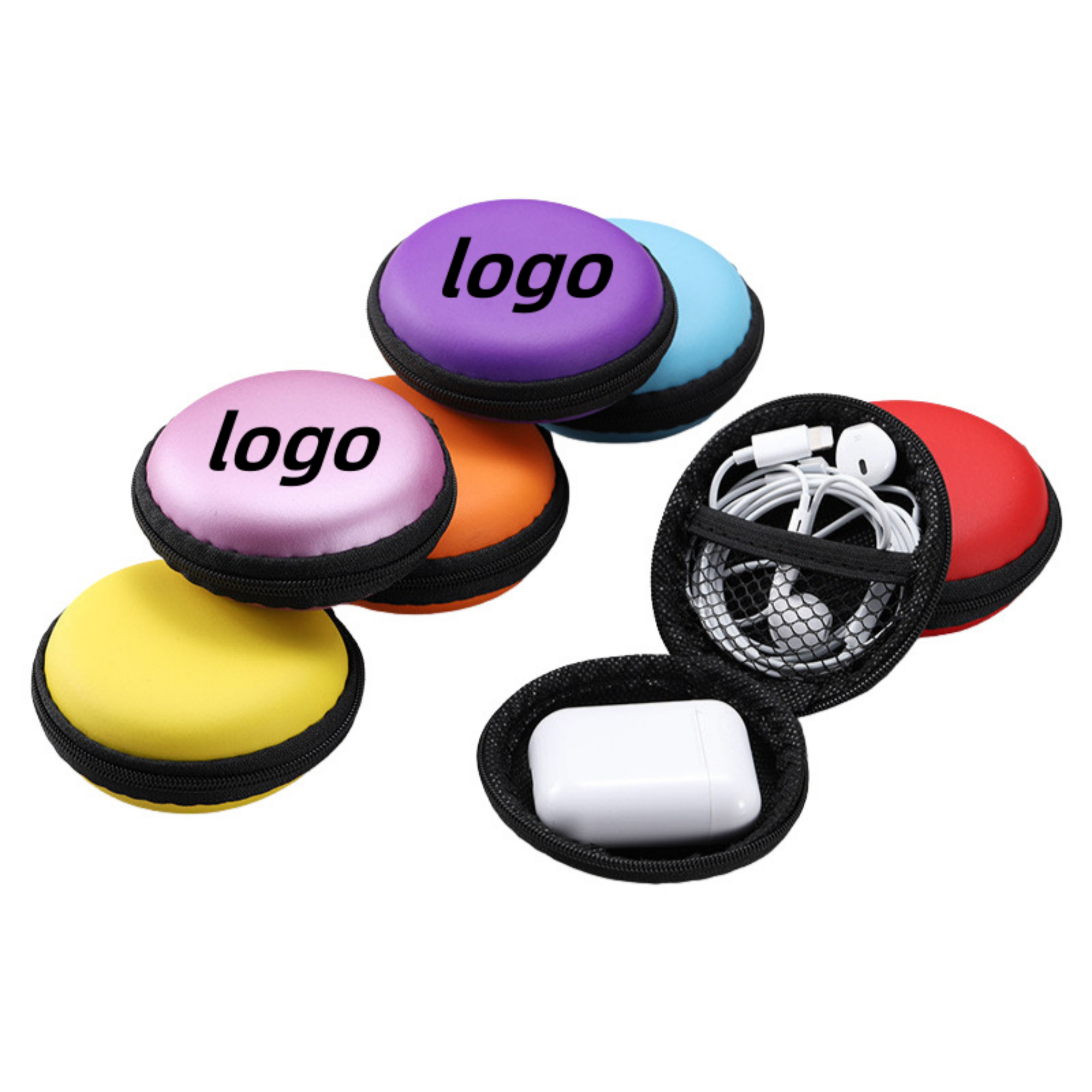 Custom Round Earphone Storage Box EVA 2