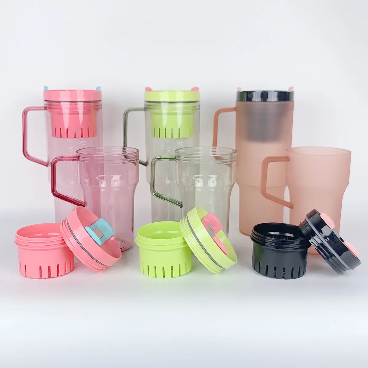 Custom 20oz Portable Plastic Straw Coffee Cup with Handle 4