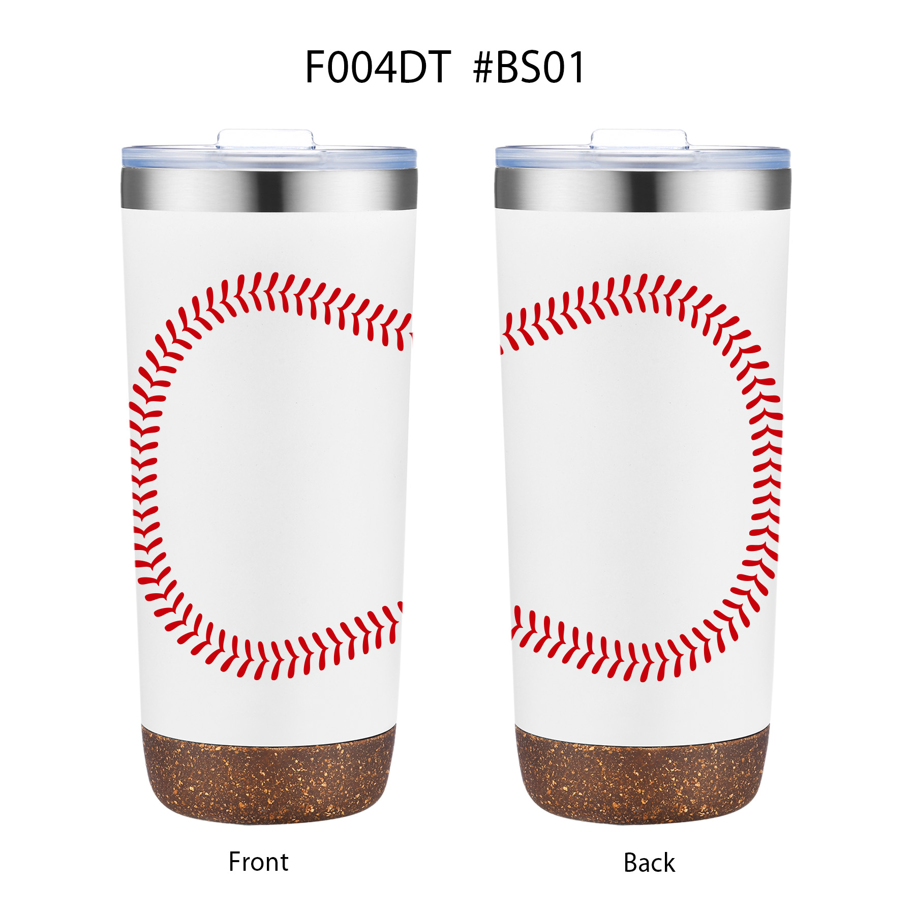 22 oz. Baseball Design Double Wall Steel Cork Bottom Tumbler 5