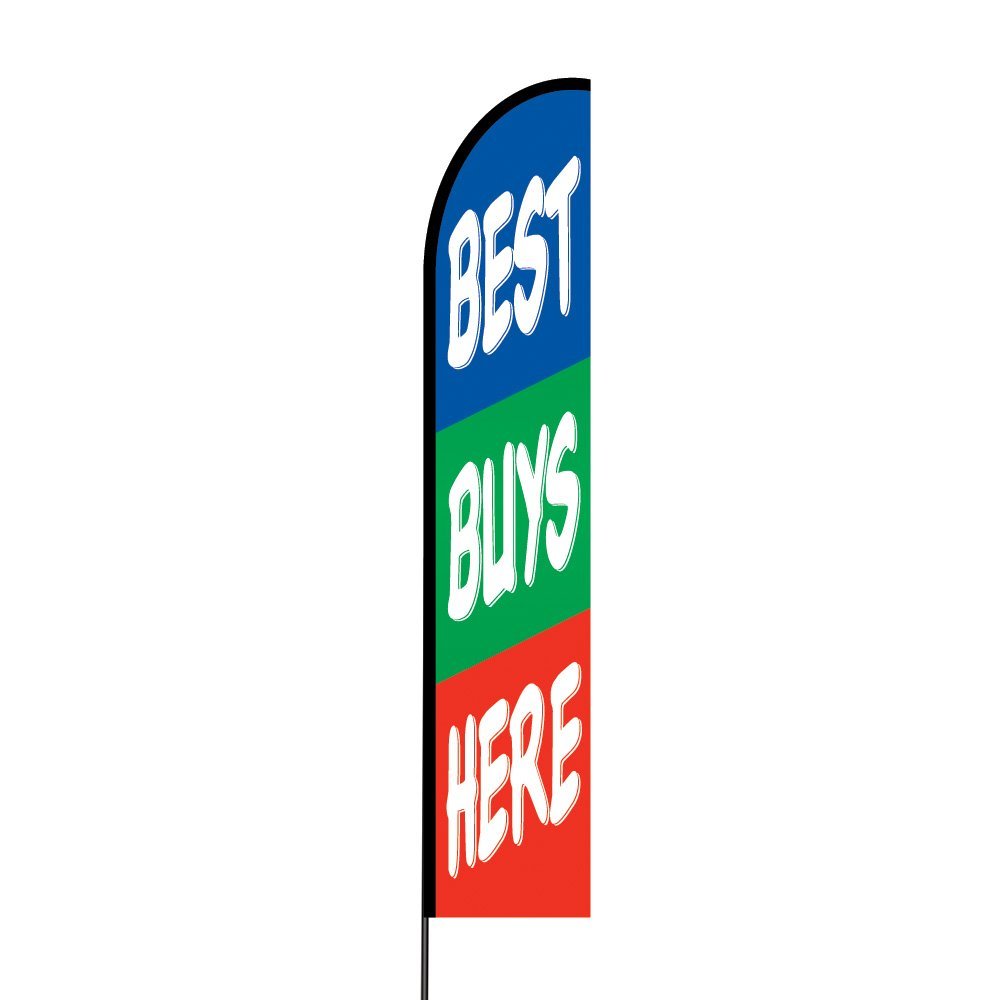Best Buys Here Flag Kit 15' Feet Feather Flag Sign Outdoor Banner 2