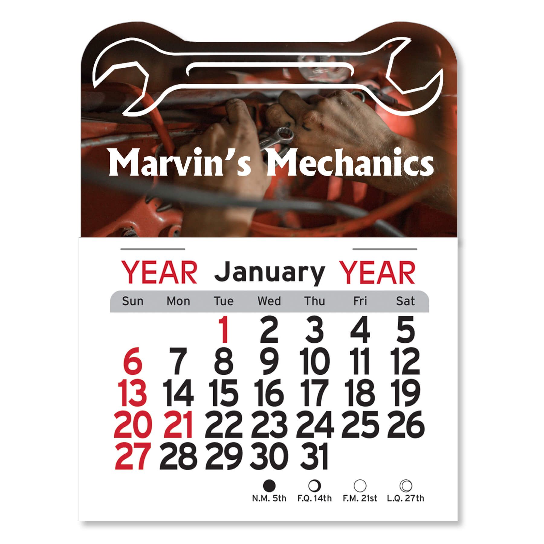Adhesive Peel-N-Stick® Calendar - Wrench 2