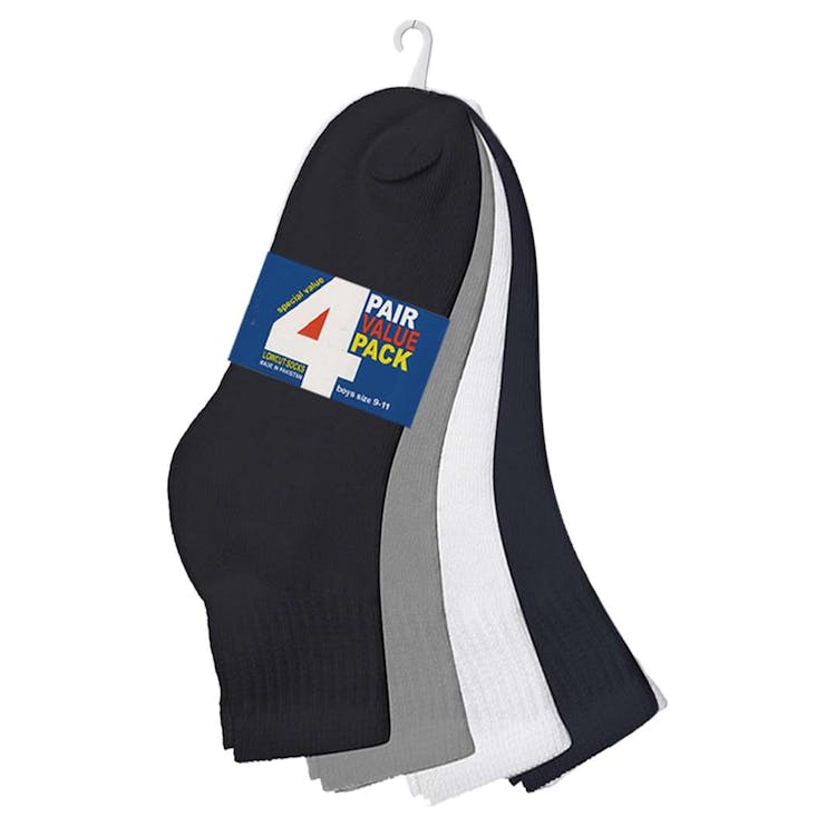 Boy's Ankle Socks - 4 Pack 3 Colors Size 9-11 2