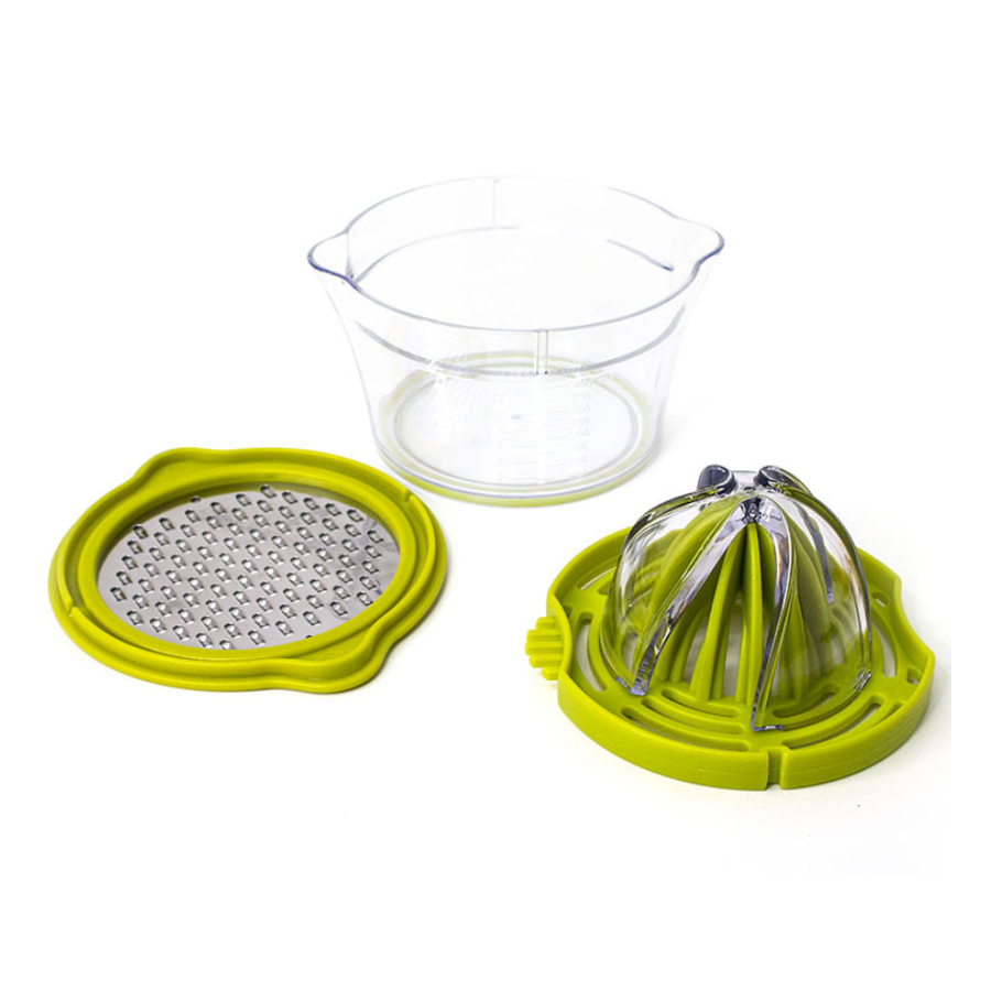 Manual Juicer / Fruit Squeezer with 17oz Built-in Strainer Measuring Cup and Grater 9