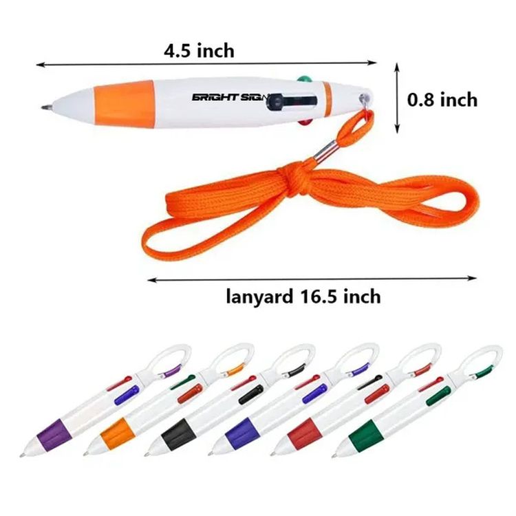 4-Color Shuttle Pen with Carabiner Clip 2