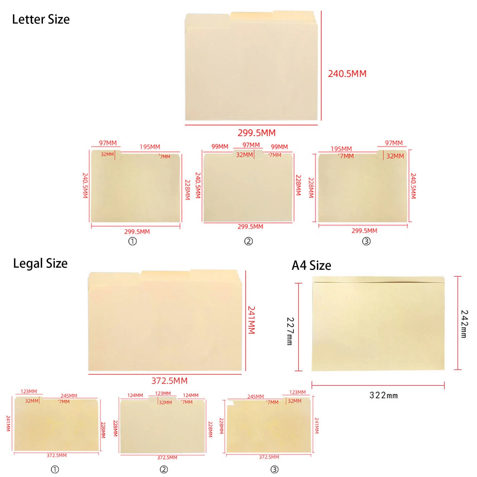 1/3 Cut Tab Manila File Folders Letter Size 3