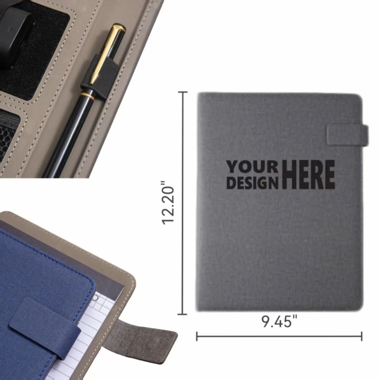 Custom Logo Multifunctional Leather Document Folder 4