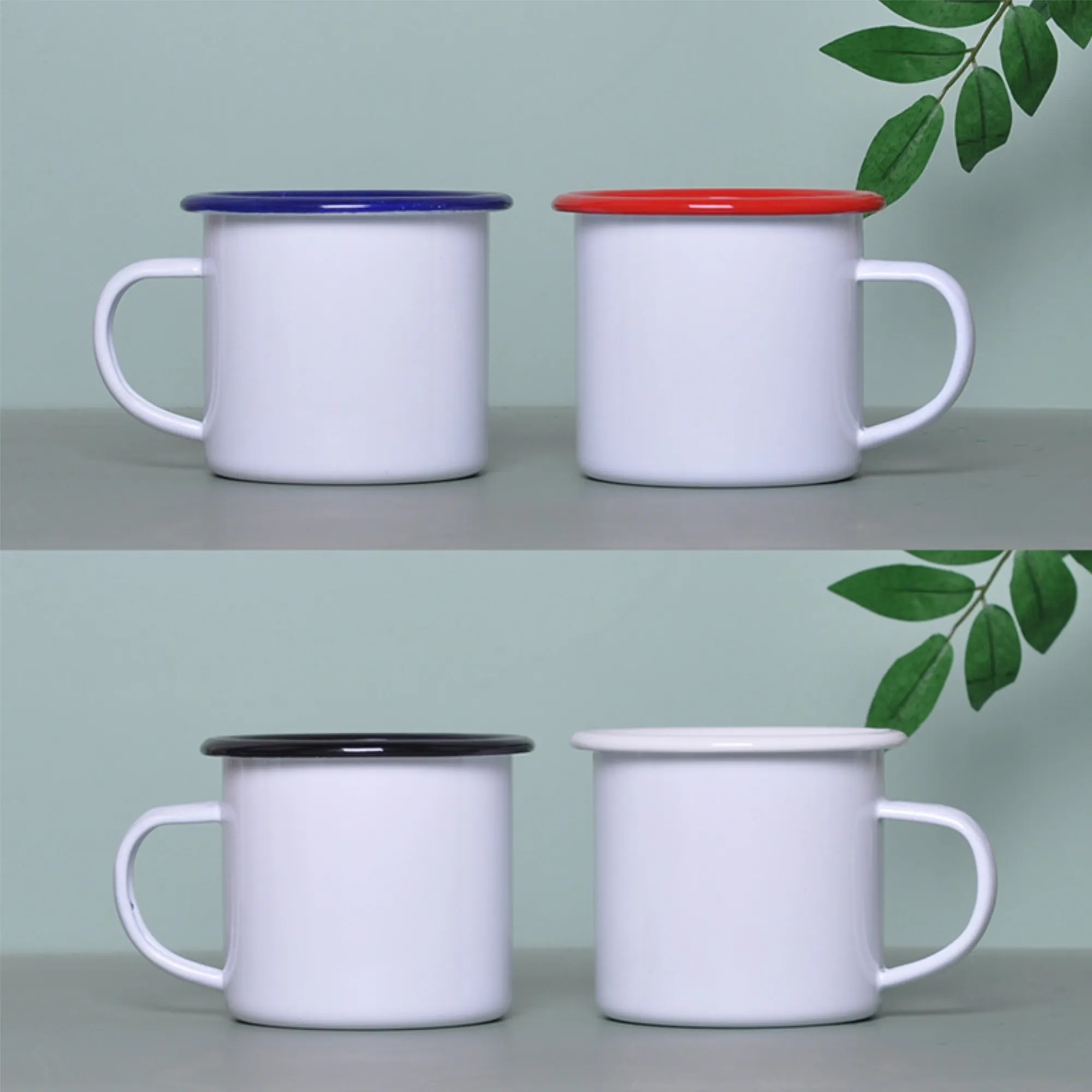 11 oz Enamel Campfire Mug Colored Rim Cup For Coffee Tea 4