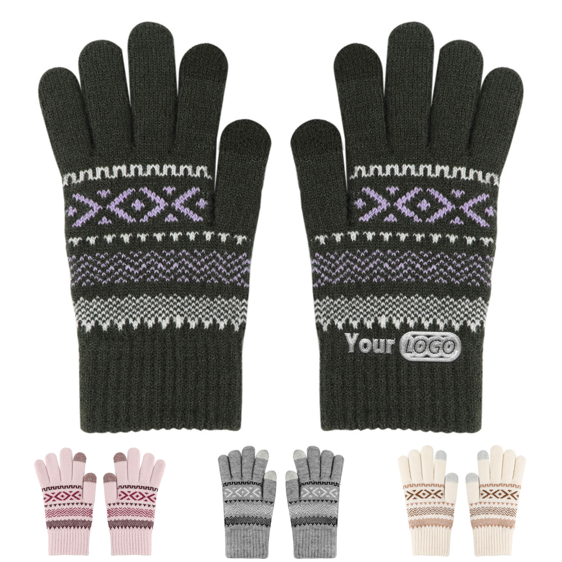 Contrast Stripe Touchscreen Gloves 4