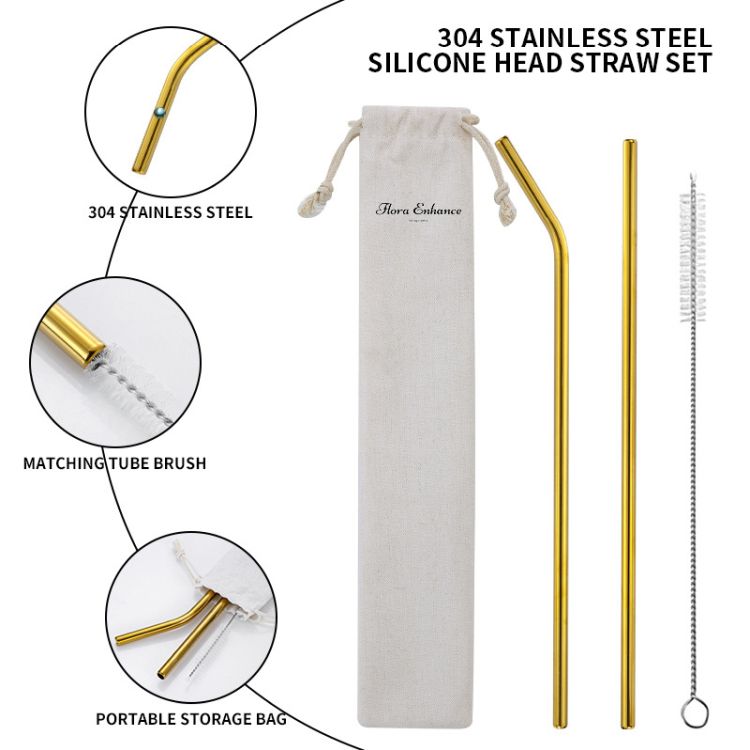 3Pcs Straw Set With Bag Packing 3