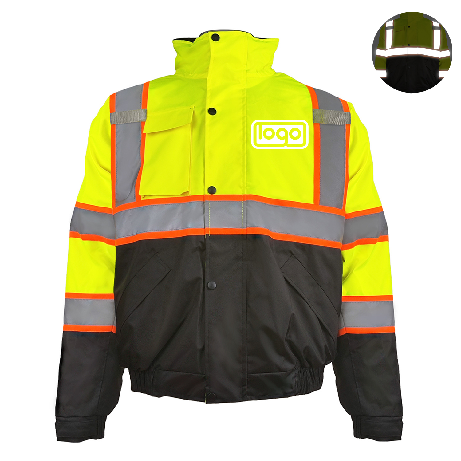 Waterproof Oxford Hooded Reflective Safety Rain Coat 8