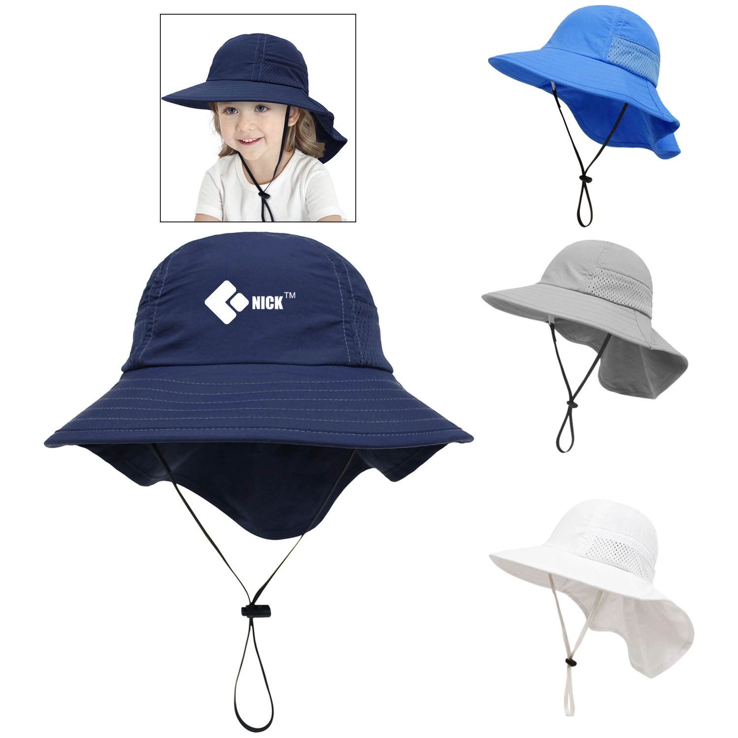 Beach Hat with Neck Flap For Children 2