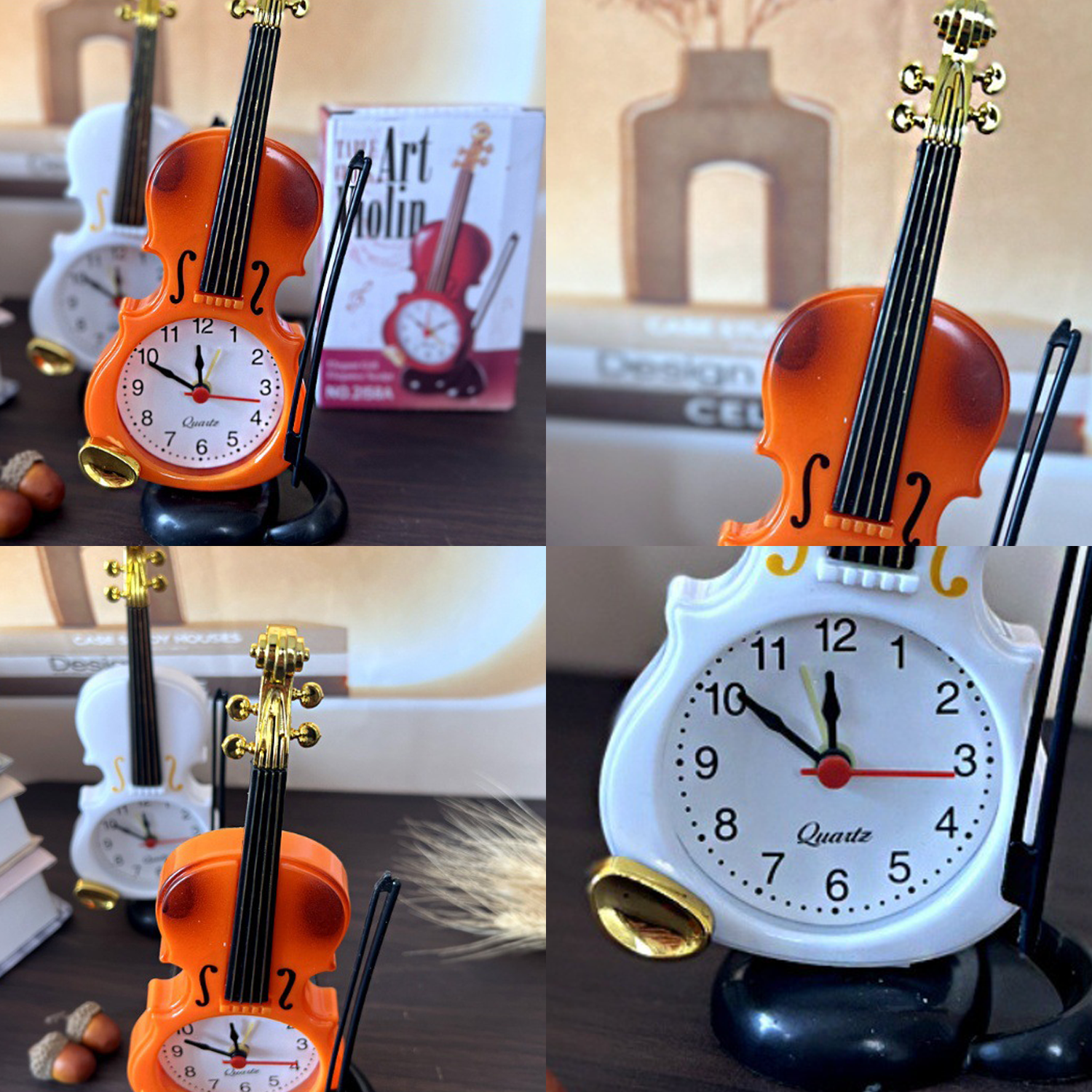 Creative Violin Alarm Desktop Clock 4