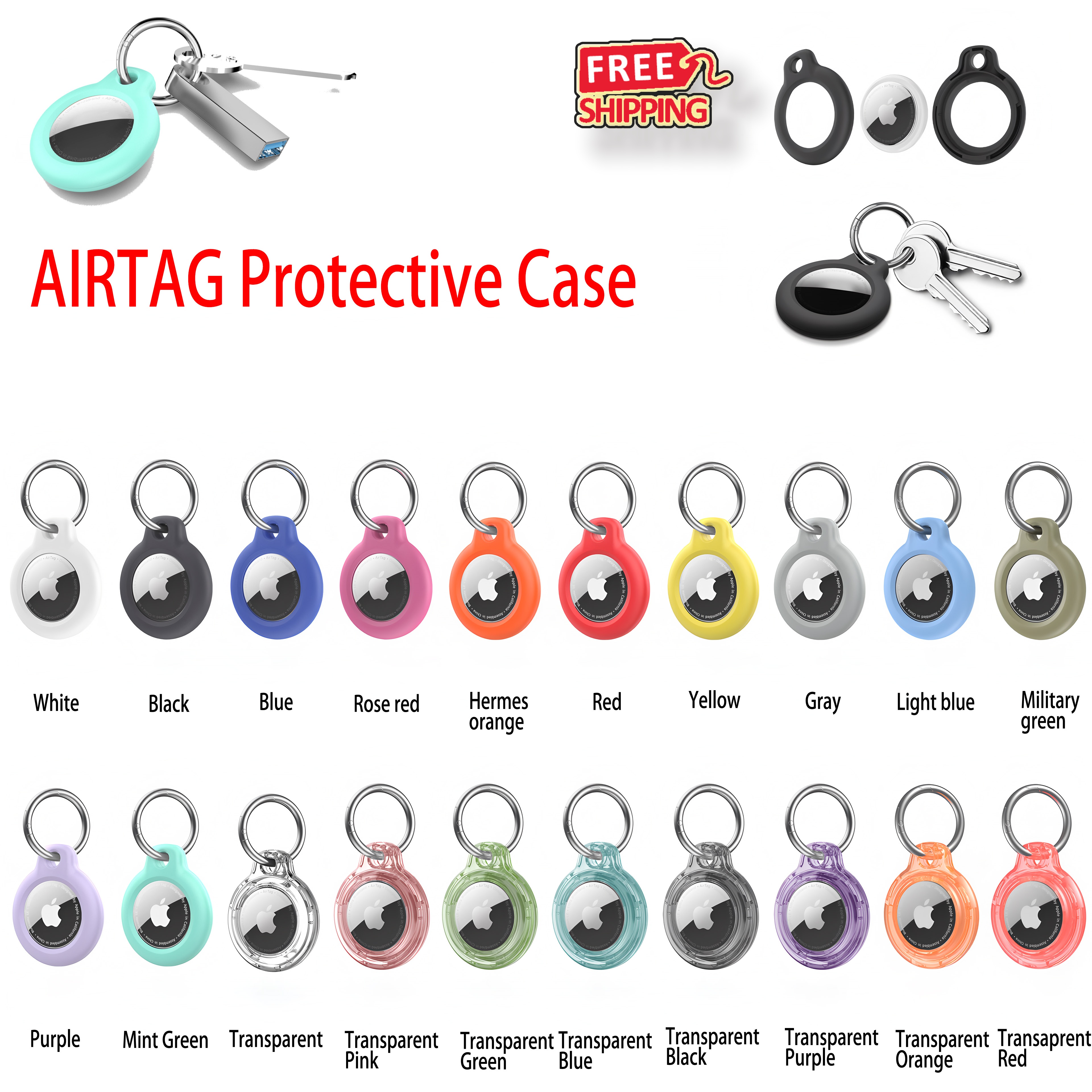 Custom Airtag Keychain Case Durable Anti Scratch Holder for Keys Bags Pets Gifts 2