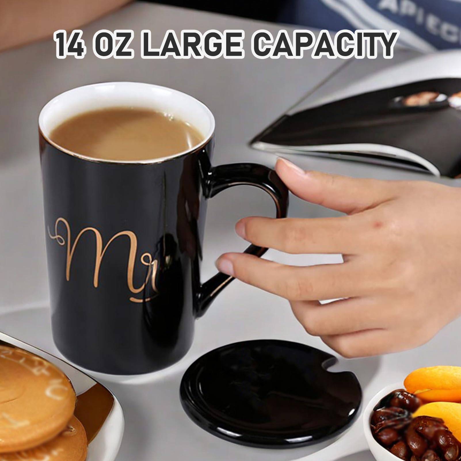 17oz Creative Couple Ceramic Mug Set W/ Lid & Spoon 3