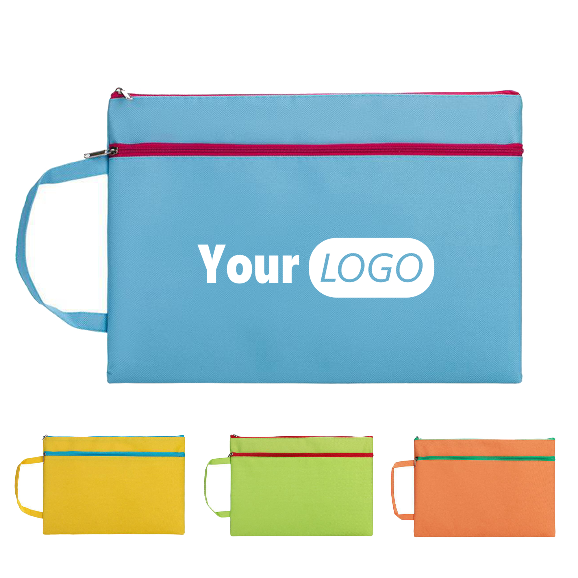 Colorful Canvas Dual-Zipper Document Bag, custom messenger bag with logo imprint 6