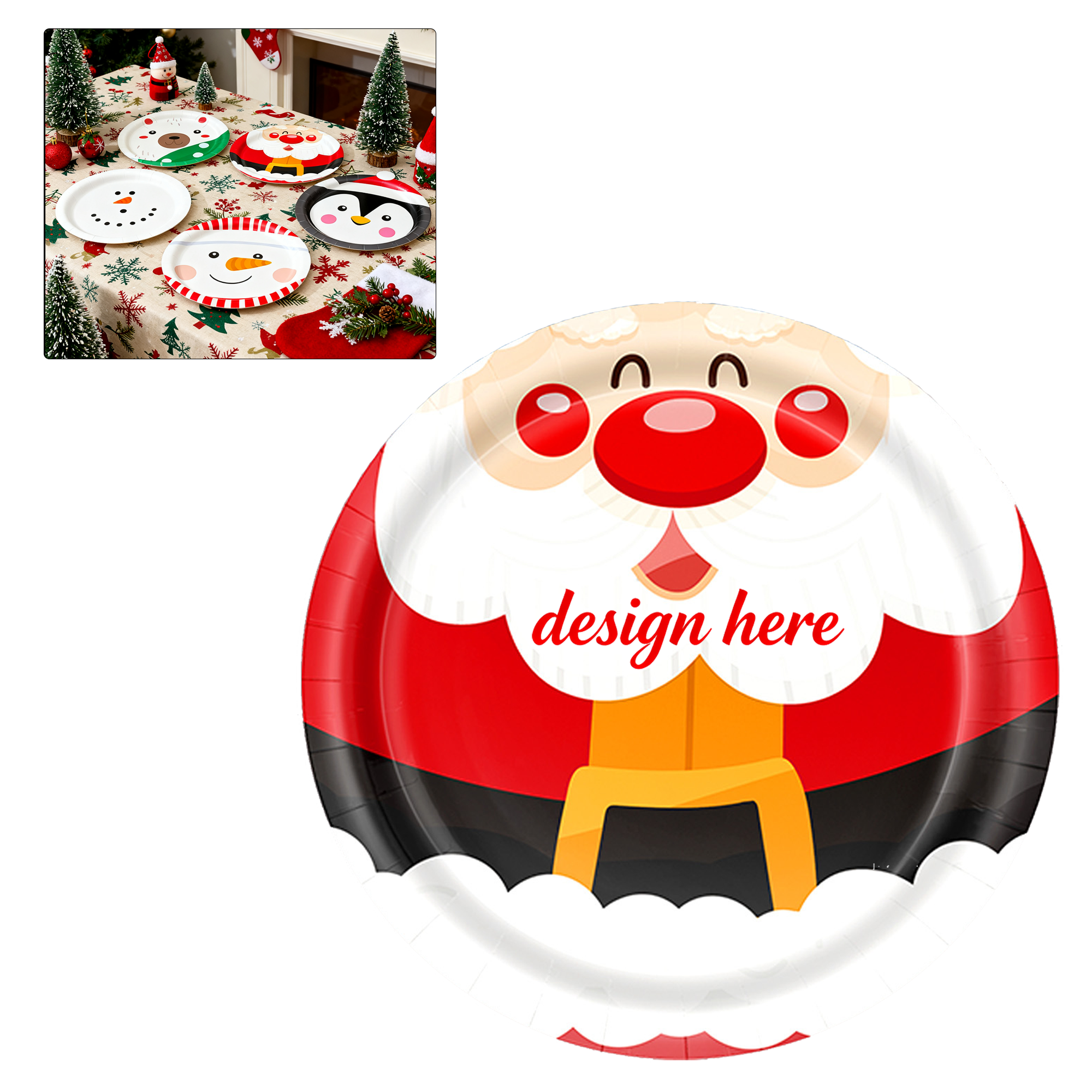 Custom Heavy Duty Disposable Plates Christmas Designs 2