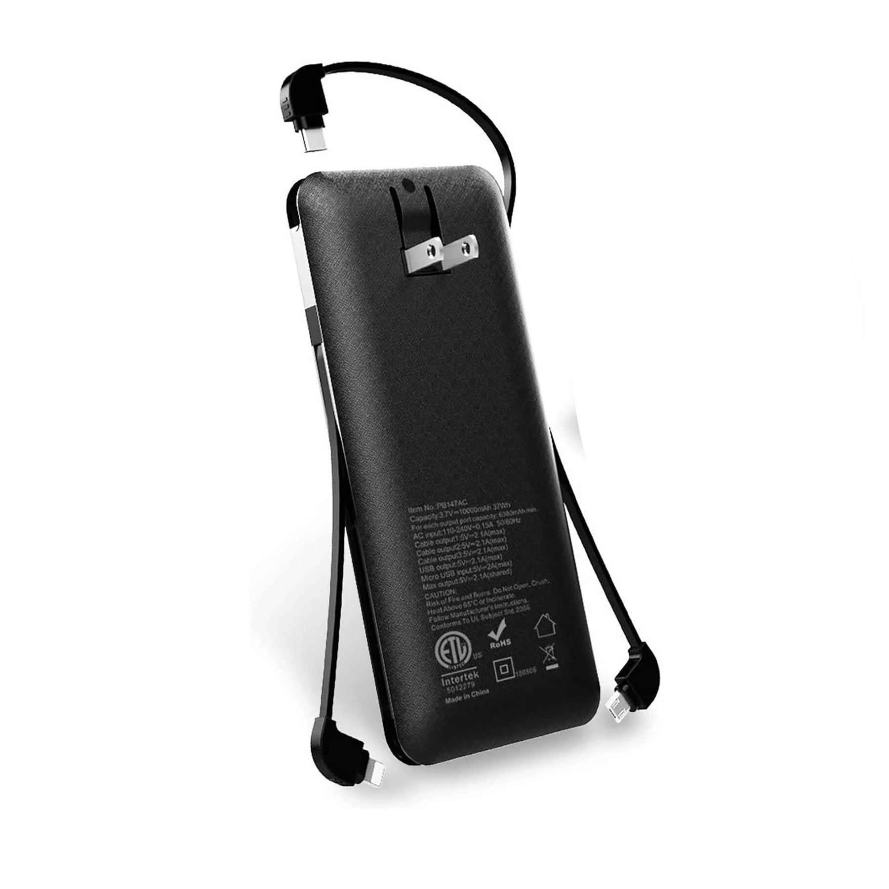 10000Mah Slim Usb C Power Bank With Built-In Ac Wall Plug 2