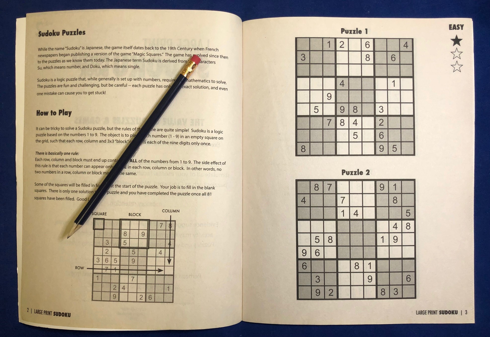 PUZZLE PACK - LARGE PRINT Sudoku Puzzle Book - Volume 2 with pencil 5