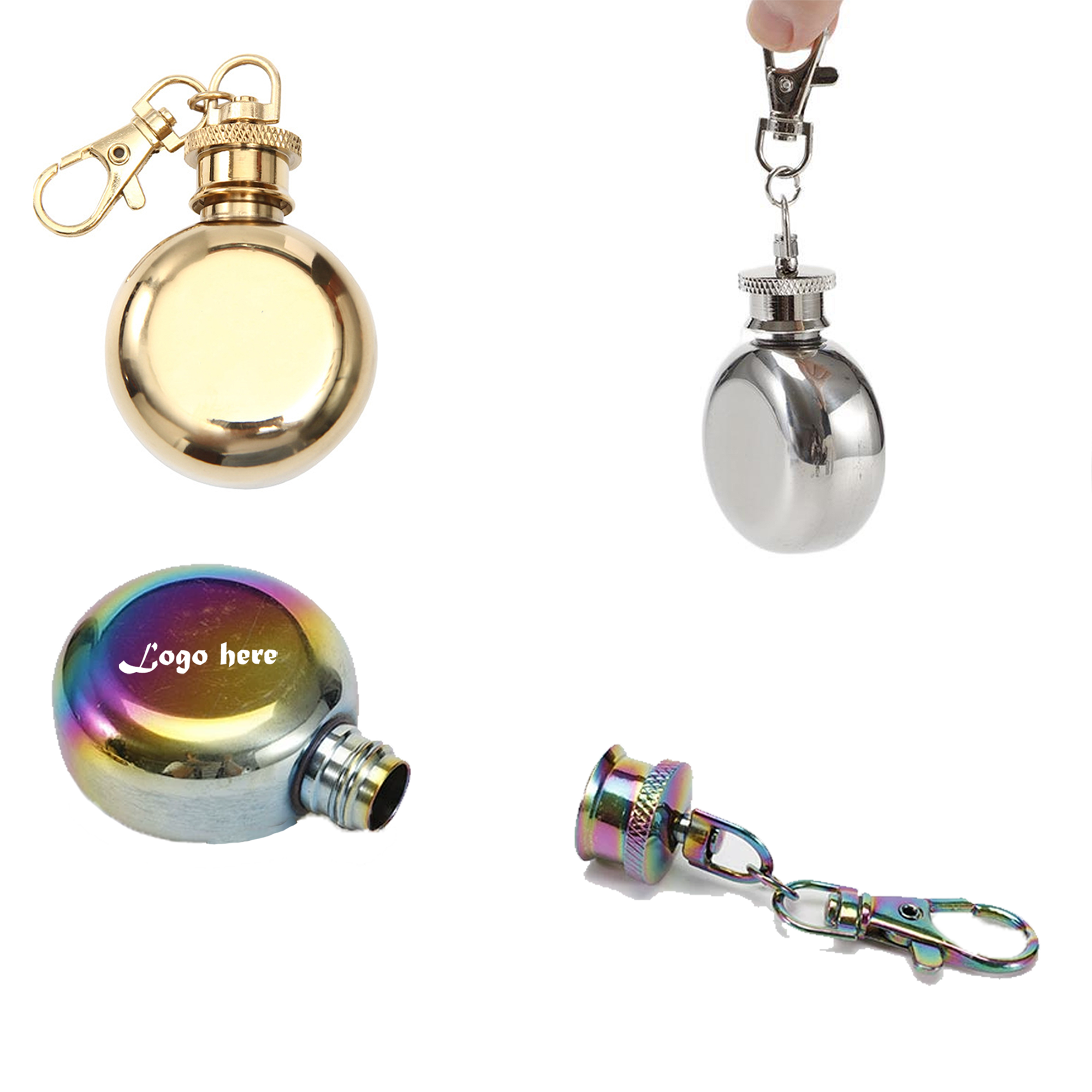 1 Oz Round Portable Flask With Keychain 1