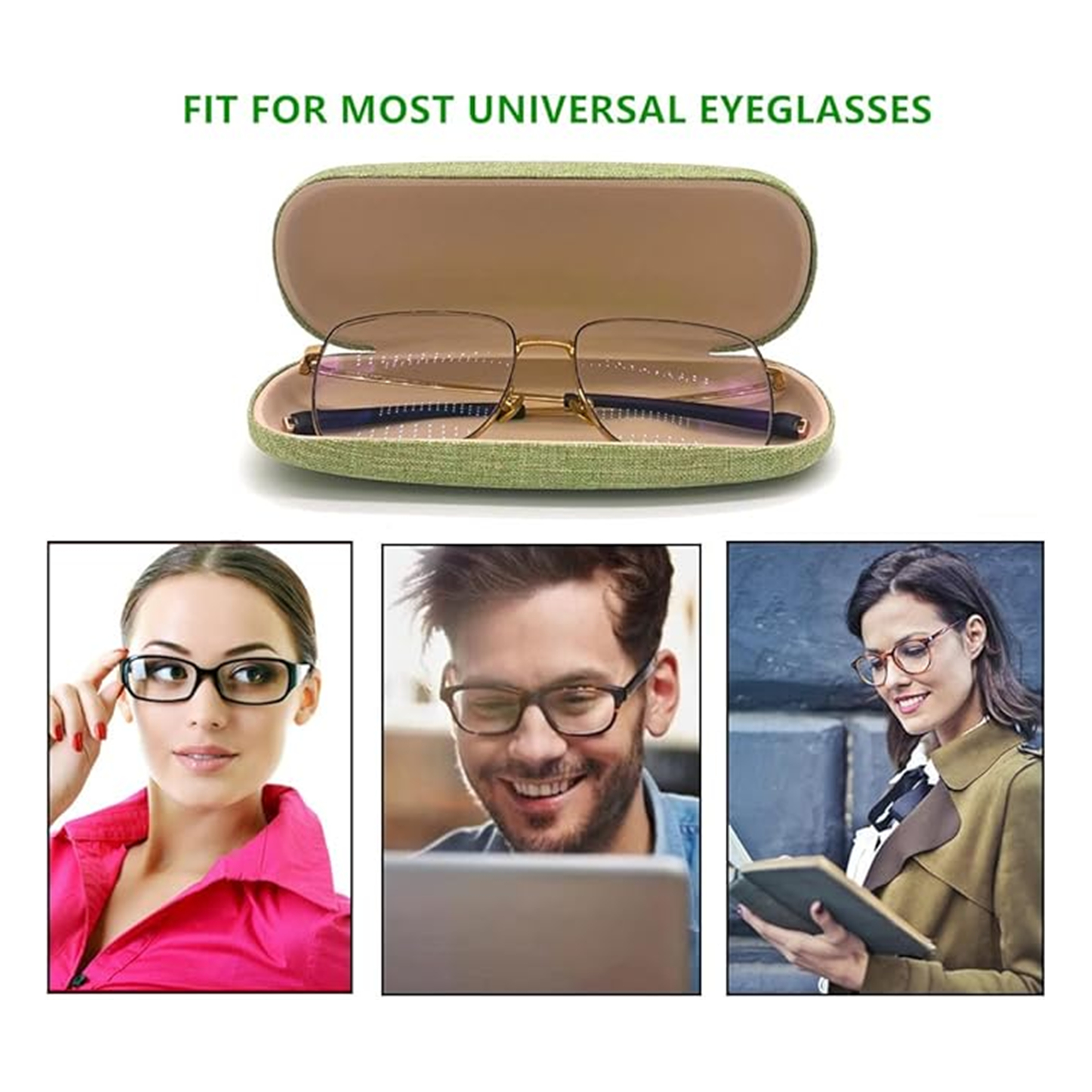 Hard Shell Linen Fabrics Eyeglasses Case 4