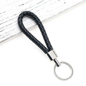 Chic Weaved PU Leather Keychain With Golden Buckle 33
