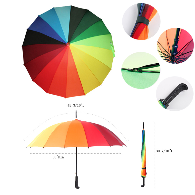 Automatic Open Straight Rod Rainbow Umbrella 2