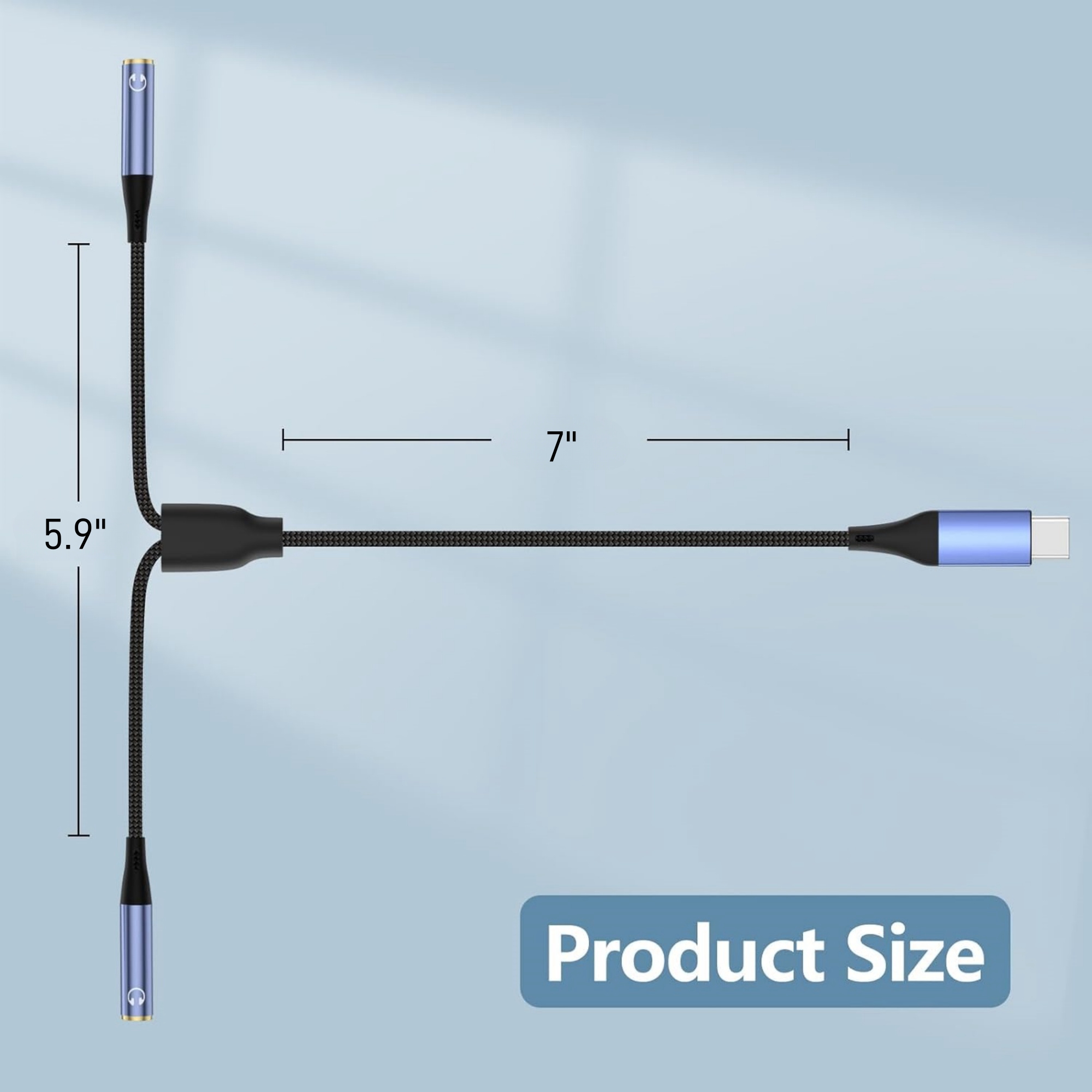 USB C To Two 3.5mm Female Audio adapter 5