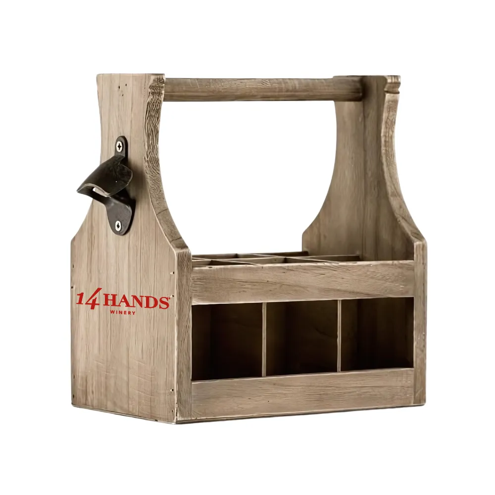 Wood Beer Bottle Caddy with Opener 6
