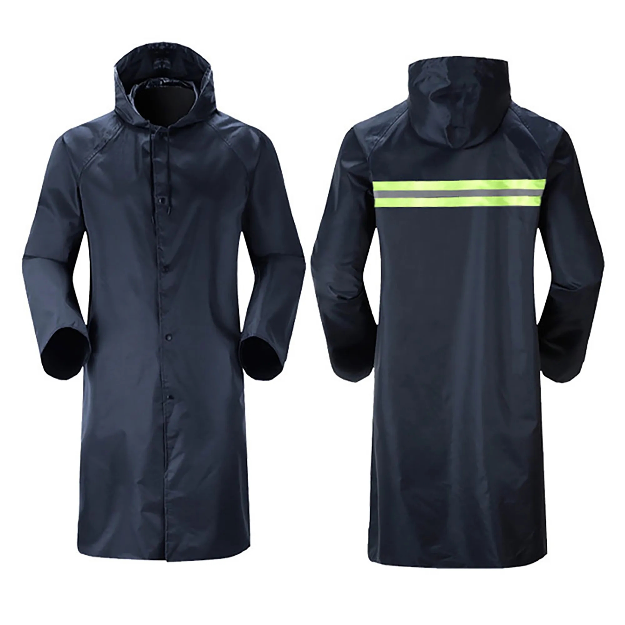 51 Inch PVC Raincoat Breathable Black 2