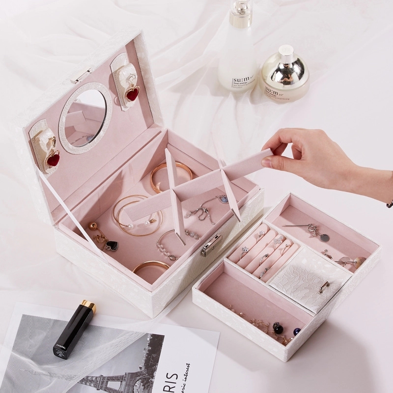 Custom Multi-Layer Jewelry Organizer Box with Mirror & Lock 13